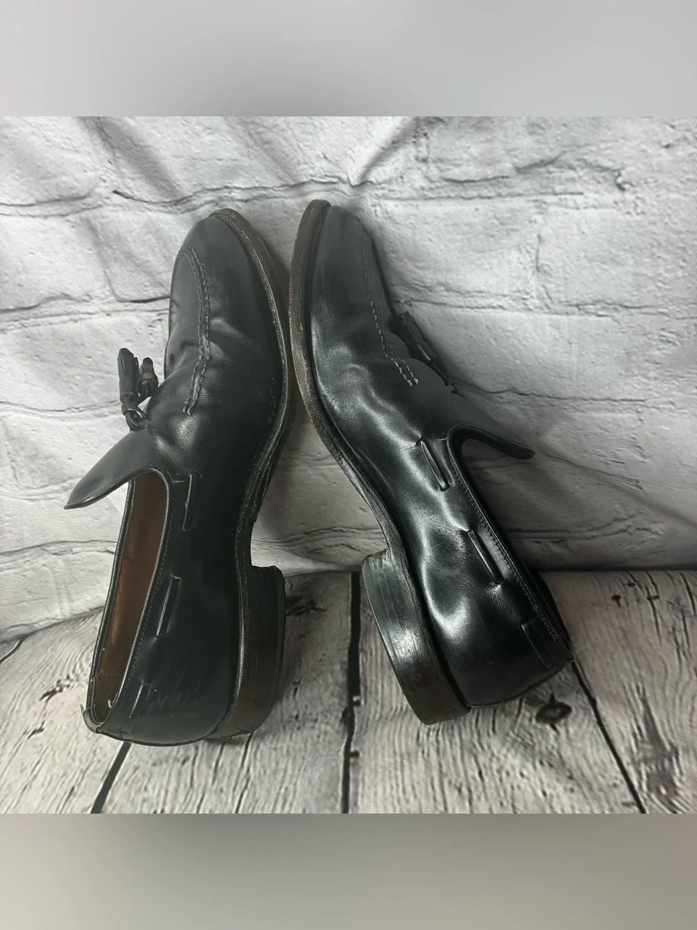 Vtg Allen Edmonds Old Money Ivy League Black Leather Tassel Preppy Loafers 8C